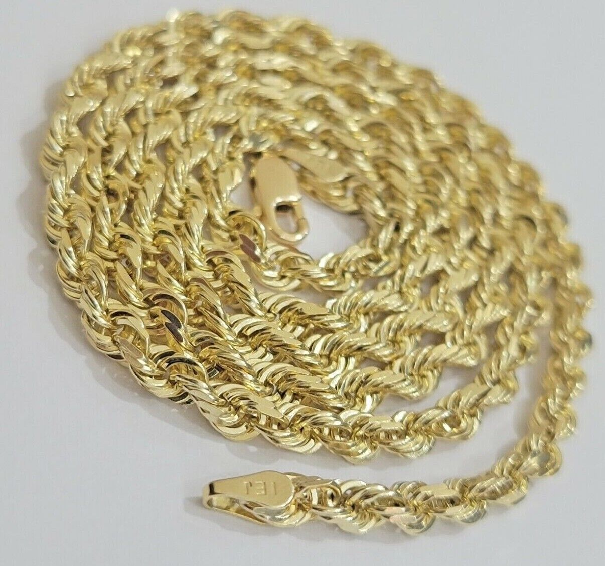 Real 10k Yellow Gold Rope Chain necklace 18 inch - 28 inch SOLID 4mm Mens Women - Reva Jeweler