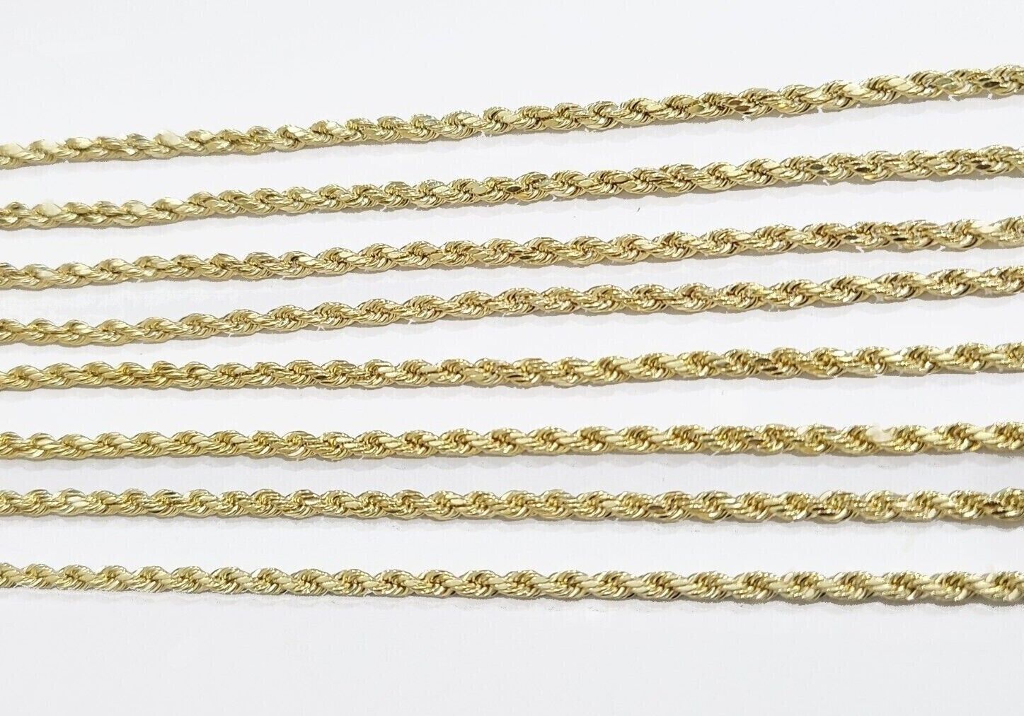 Real 10k Yellow Gold Rope Chain Necklace 2.5mm 16 - 26 Inch Diamond Cut 10kt SALE - Reva Jeweler