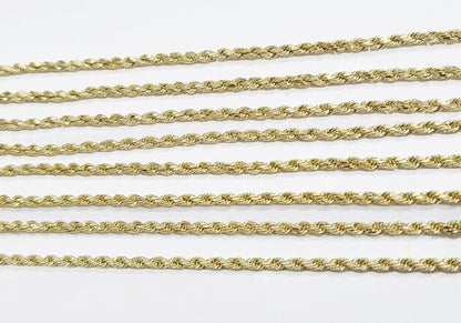 Real 10k Yellow Gold Rope Chain Necklace 2.5mm 16 - 26 Inch Diamond Cut 10kt SALE - Reva Jeweler
