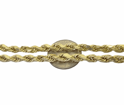 Real 10K Yellow Gold Rope Chain Necklace 26 Inch 3mm - 10mm Real 10k Men Women - Reva Jeweler