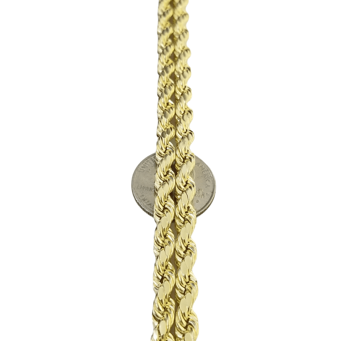 Real 10K Yellow Gold Rope Chain Necklace 26 Inch 3mm - 10mm Real 10k Men Women - Reva Jeweler