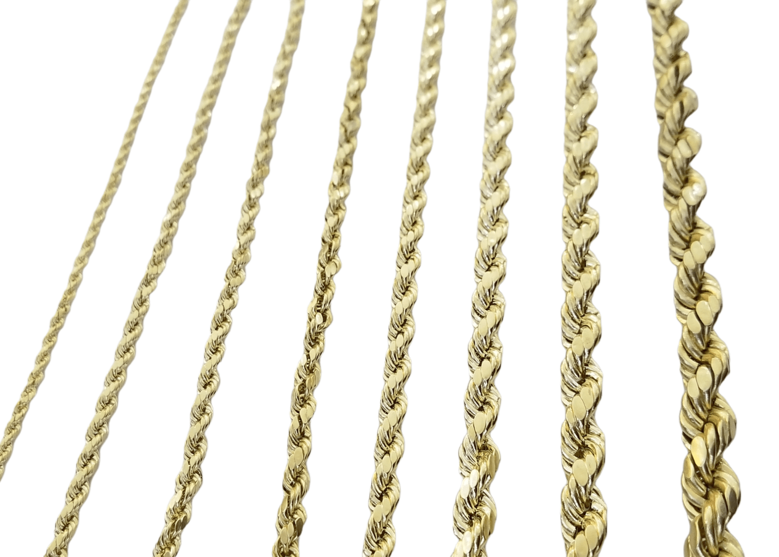 Real 10K Yellow Gold Rope Chain Necklace 26 Inch 3mm - 10mm Real 10k Men Women - Reva Jeweler