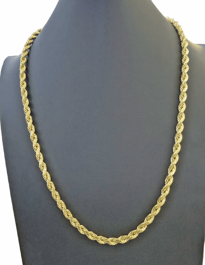 Real 10K Yellow Gold Rope Chain Necklace 26 Inch 3mm - 10mm Real 10k Men Women - Reva Jeweler