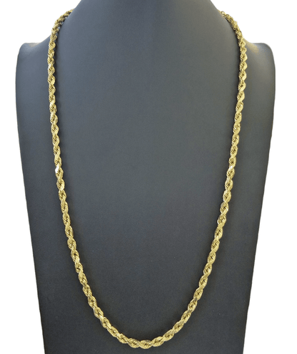 Real 10K Yellow Gold Rope Chain Necklace 26 Inch 3mm - 10mm Real 10k Men Women - Reva Jeweler