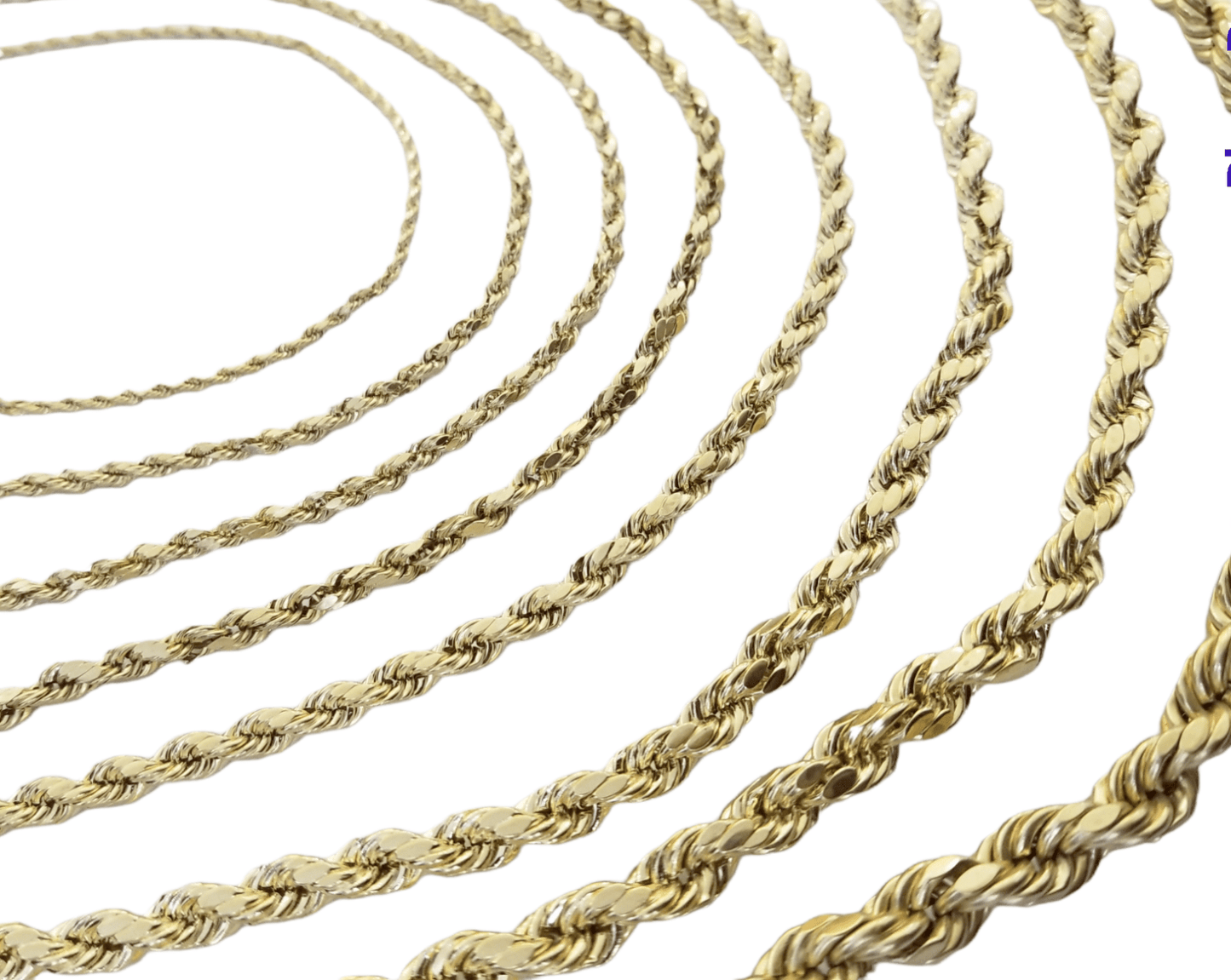 Real 10K Yellow Gold Rope Chain Necklace 26 Inch 3mm - 10mm Real 10k Men Women - Reva Jeweler
