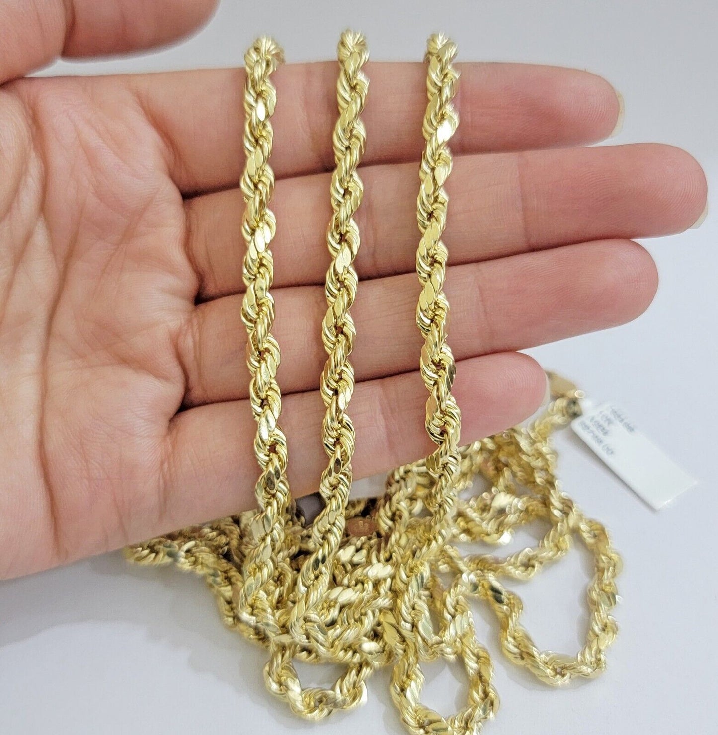 Real 10K Yellow Gold Rope Chain Necklace 5mm Necklace 18" - 30 Inch 10kt Mens - Reva Jeweler