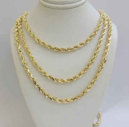 Real 10K Yellow Gold Rope Chain Necklace 5mm Necklace 18" - 30 Inch 10kt Mens - Reva Jeweler