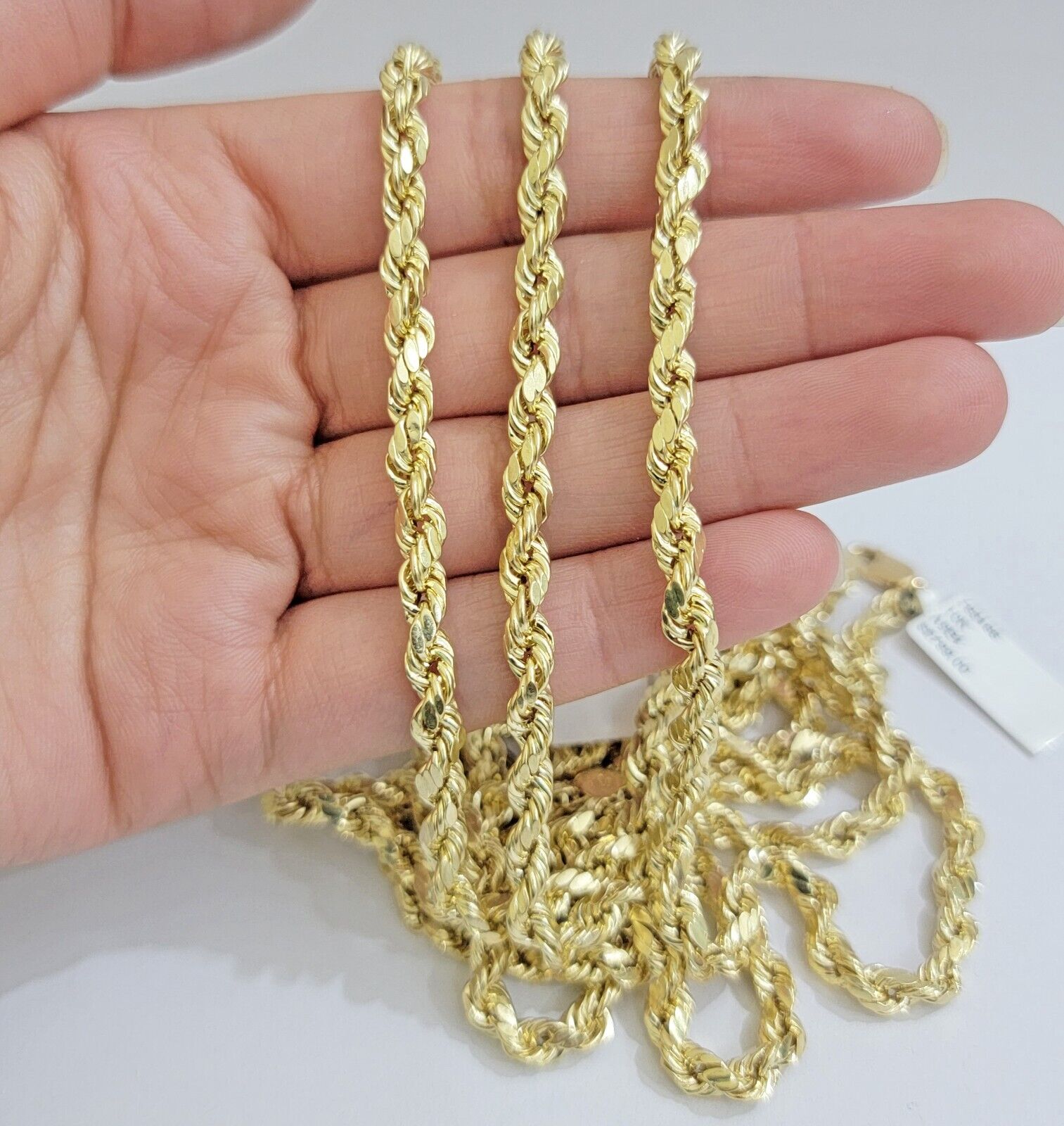 Real 10K Yellow Gold Rope Chain Necklace 5mm Necklace 18" - 30 Inch 10kt Mens - Reva Jeweler