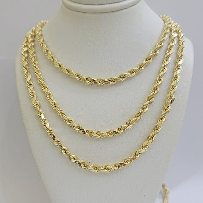 Real 10K Yellow Gold Rope Chain Necklace 5mm Necklace 18" - 30 Inch 10kt Mens - Reva Jeweler