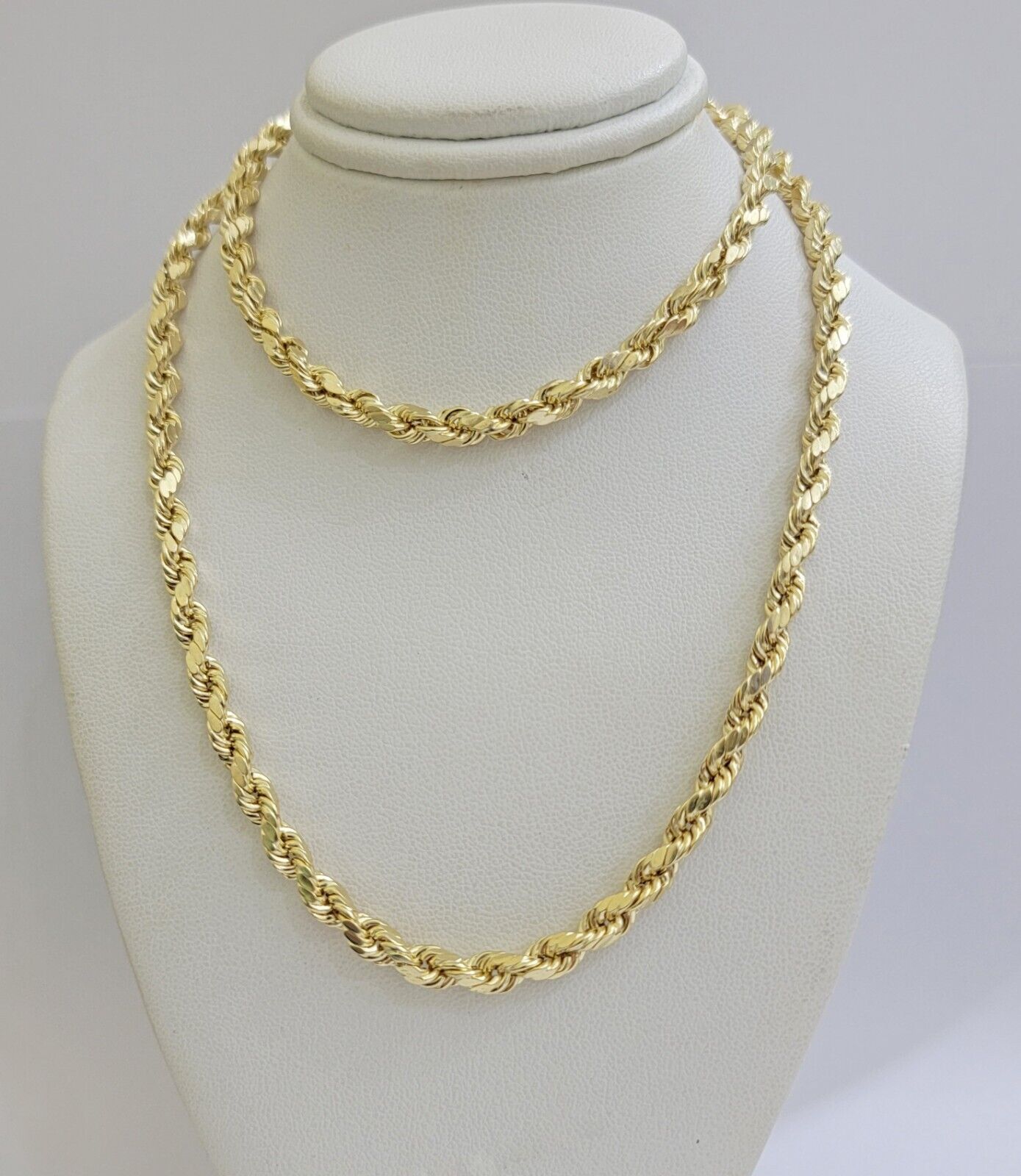 Real 10K Yellow Gold Rope Chain Necklace 5mm Necklace 18" - 30 Inch 10kt Mens - Reva Jeweler