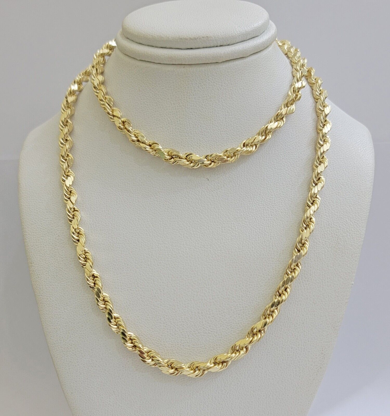 Real 10K Yellow Gold Rope Chain Necklace 5mm Necklace 18" - 30 Inch 10kt Mens - Reva Jeweler