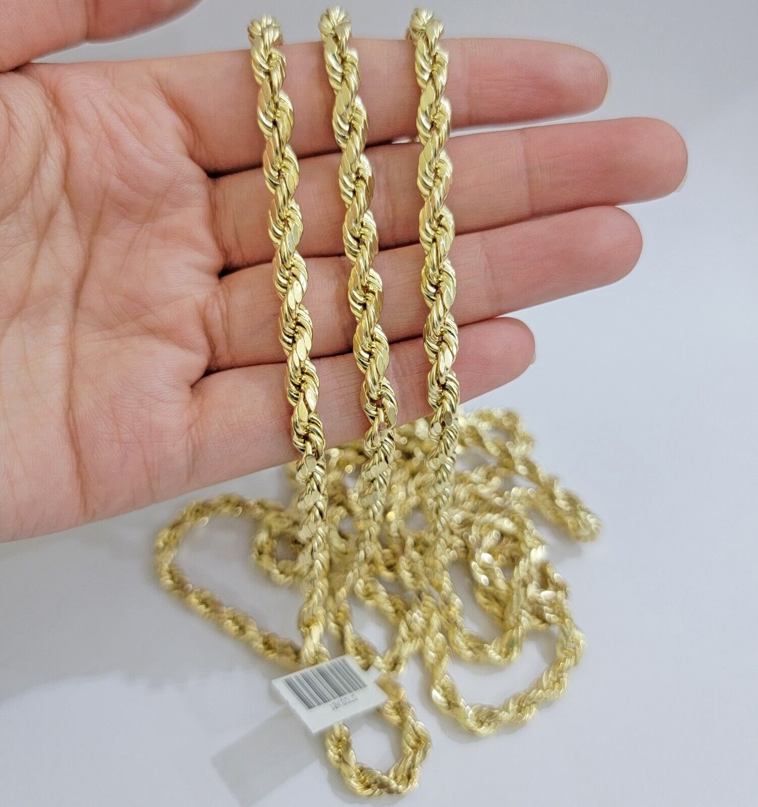Real 10k Yellow Gold Rope Chain Necklace 6mm 18 - 28 Inch Diamond Cuts Men's 10kt - Reva Jeweler