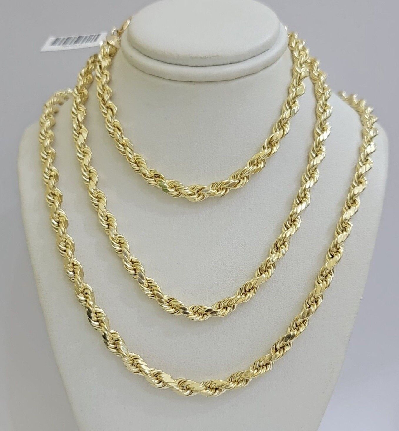 Real 10k Yellow Gold Rope Chain Necklace 6mm 18 - 28 Inch Diamond Cuts Men's 10kt - Reva Jeweler