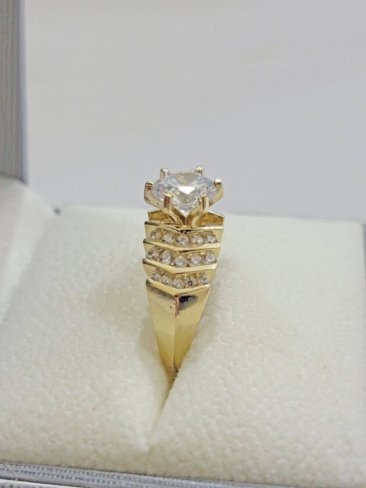 Real 10k Yellow Gold Round Multi - Stone Ring Wedding Engagement Size 7 WomensRing - Reva Jeweler