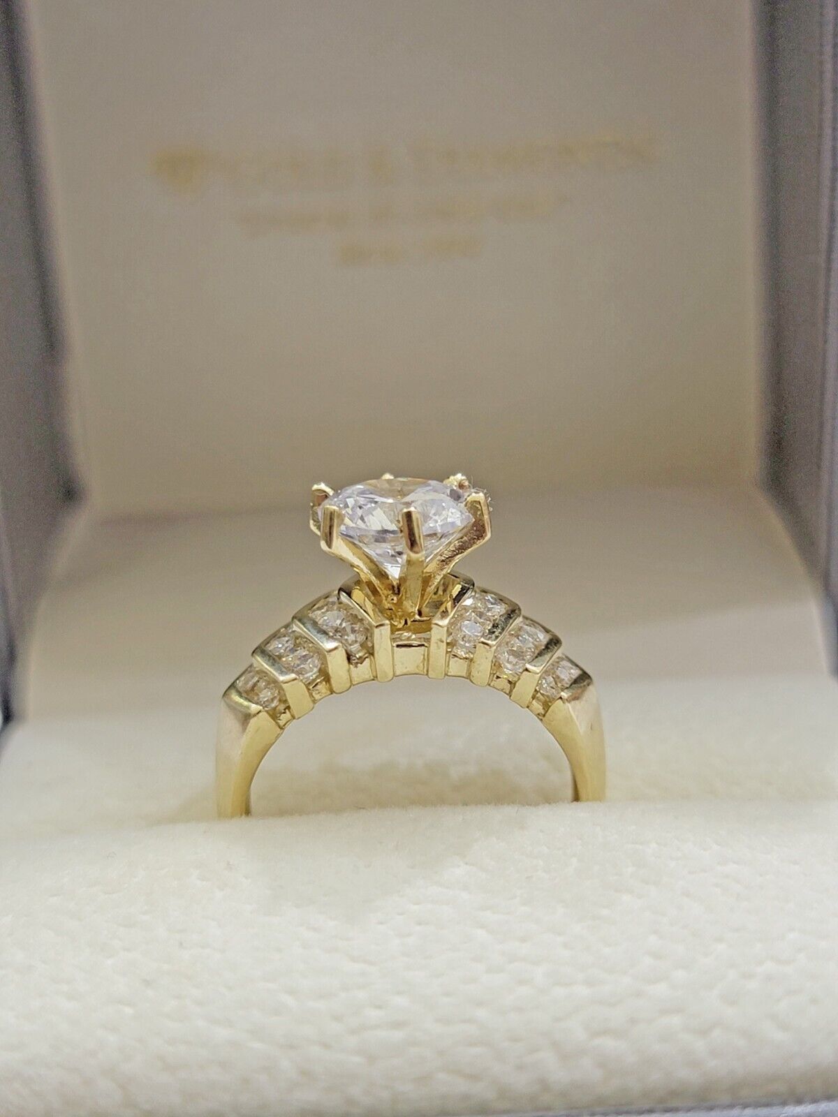 Real 10k Yellow Gold Round Multi - Stone Ring Wedding Engagement Size 7 WomensRing - Reva Jeweler