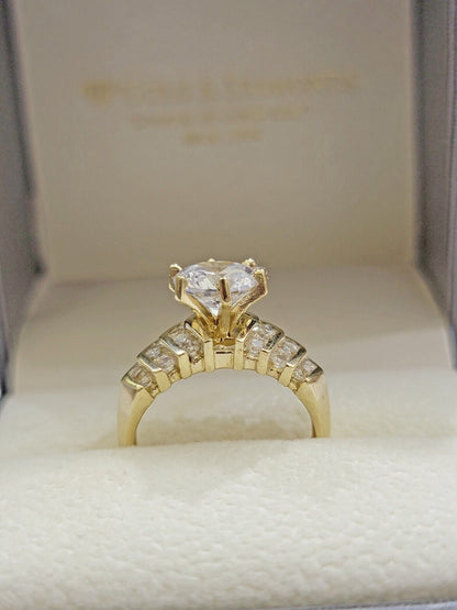 Real 10k Yellow Gold Round Multi - Stone Ring Wedding Engagement Size 7 WomensRing - Reva Jeweler