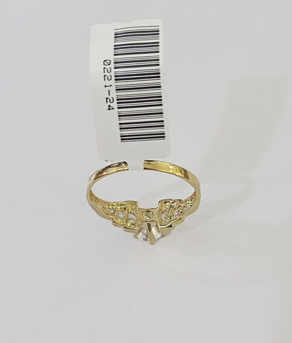 Real 10k Yellow Gold Round Stone Ring Wedding Engagement Size 7 WomensRing - Reva Jeweler