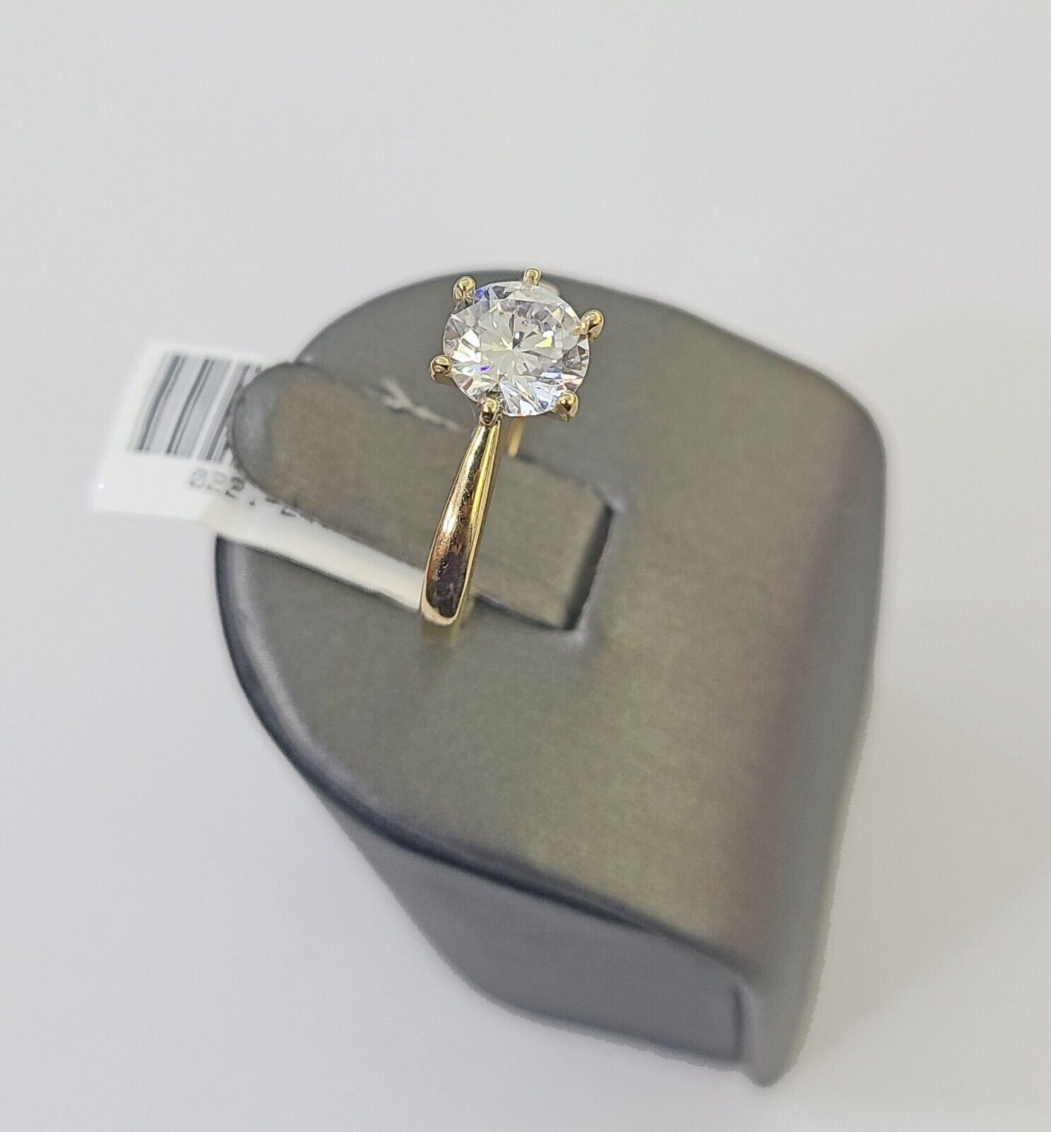 Real 10k Yellow Gold Round Stone Ring Wedding Engagement Size 7 WomensRing - Reva Jeweler