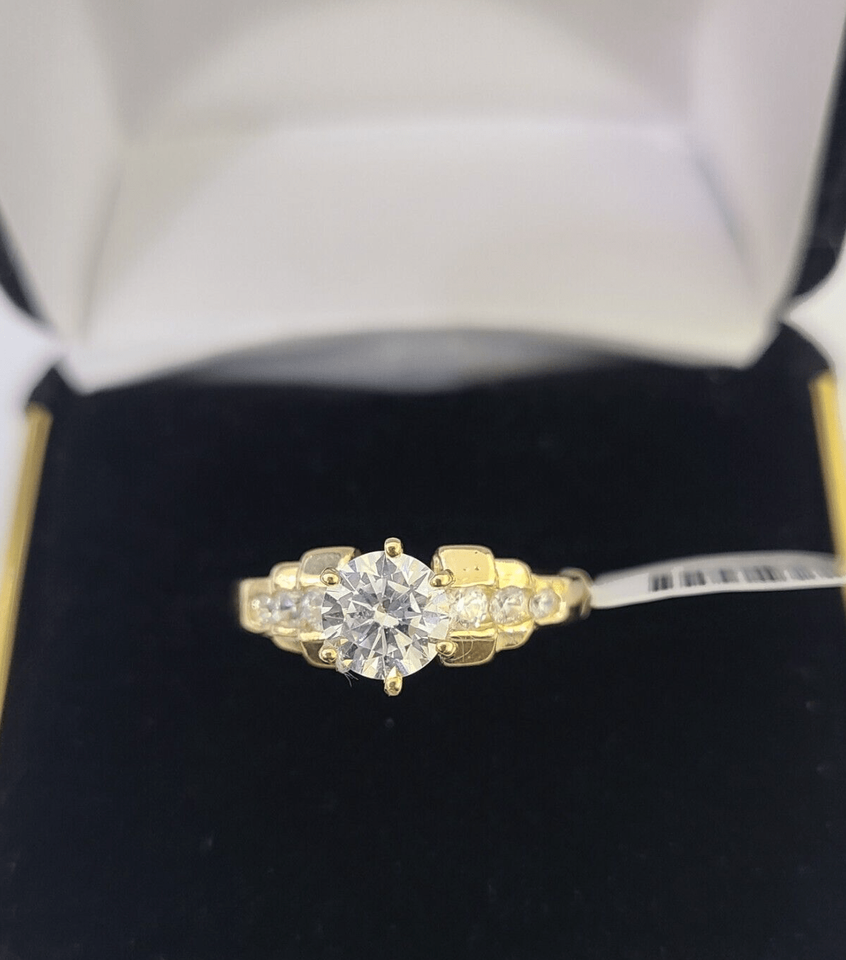 Real 10k Yellow Gold Round Stone Ring Wedding Engagement Size 7 WomensRing - Reva Jeweler