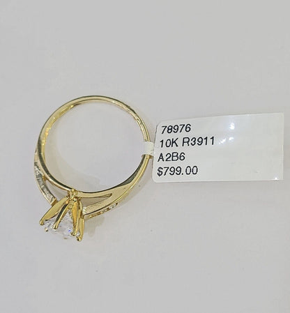 Real 10k Yellow Gold Round Stone Ring Wedding Engagement Size 7 WomensRing - Reva Jeweler