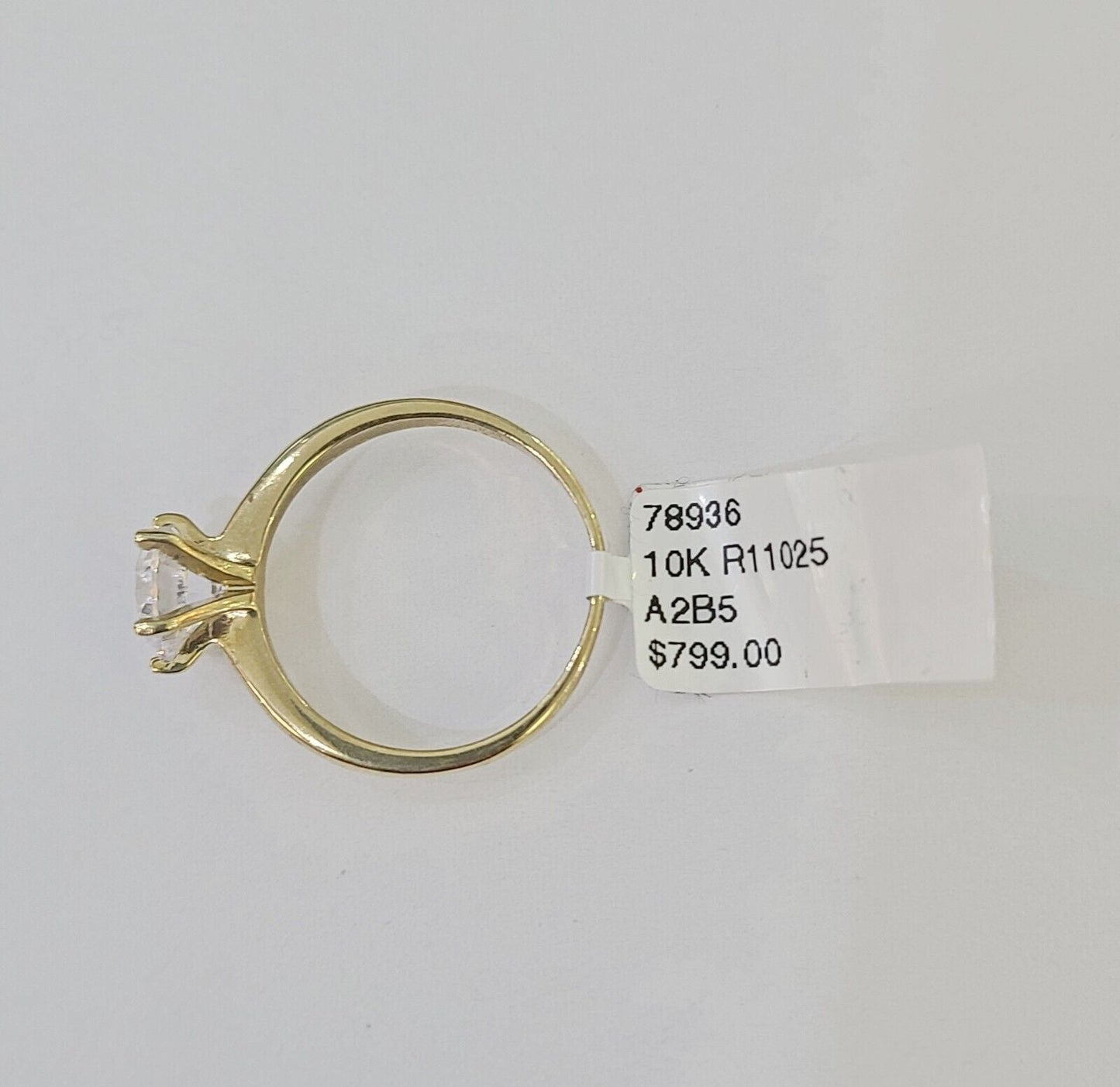Real 10k Yellow Gold Round Stone Ring Wedding Engagement Size 7 WomensRing - Reva Jeweler