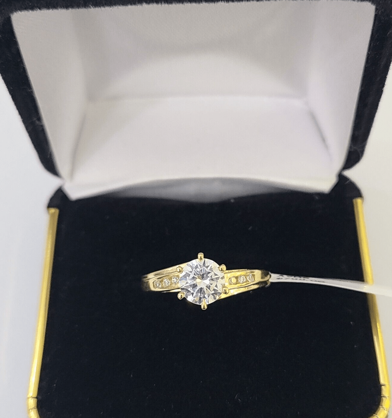 Real 10k Yellow Gold Round Stone Ring Wedding Engagement Size 7 WomensRing - Reva Jeweler