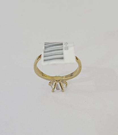 Real 10k Yellow Gold Round Stone Ring Wedding Engagement Size 7 WomensRing - Reva Jeweler