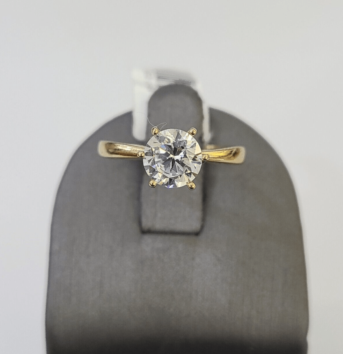 Real 10k Yellow Gold Round Stone Ring Wedding Engagement Size 7 WomensRing - Reva Jeweler