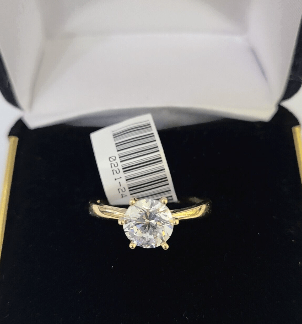 Real 10k Yellow Gold Round Stone Ring Wedding Engagement Size 7 WomensRing - Reva Jeweler