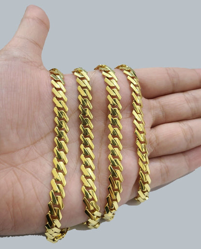Real 10K Yellow Gold Royal Monaco Chain 8mm chain Necklace Unisex 20 - 26'' inches - GoldenlinQ