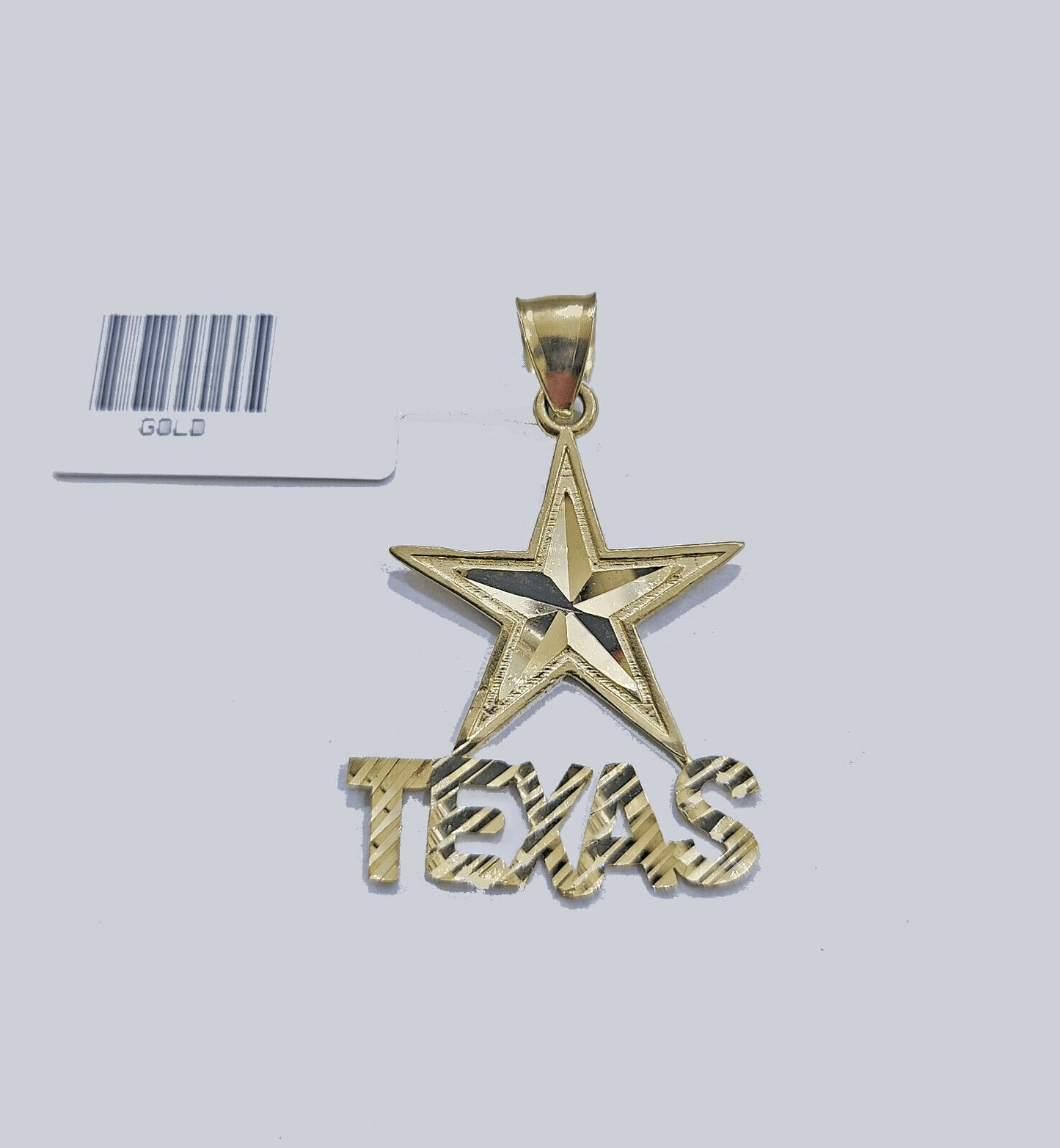 Real 10k Yellow Gold Texas Star Charm 1'' inches Pendant 10kt for Chain - Reva Jeweler