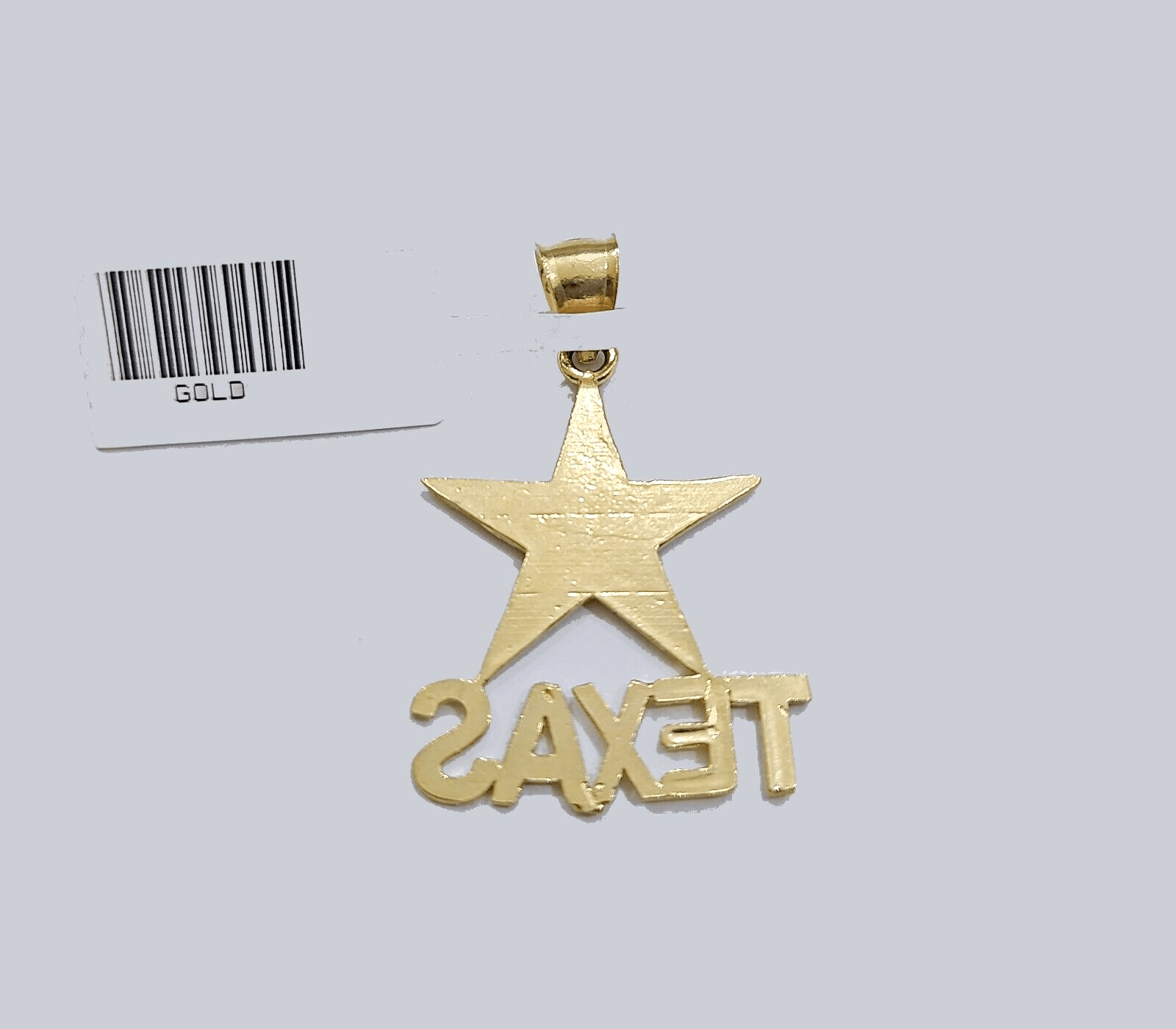 Real 10k Yellow Gold Texas Star Charm 1'' inches Pendant 10kt for Chain - Reva Jeweler