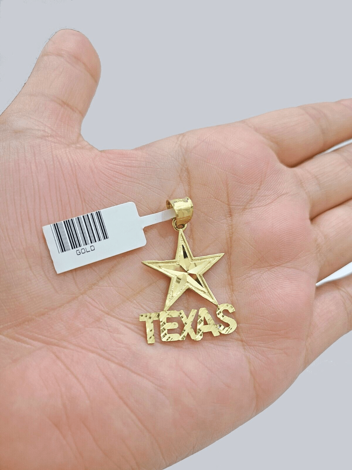 Real 10k Yellow Gold Texas Star Charm 1'' inches Pendant 10kt for Chain - Reva Jeweler
