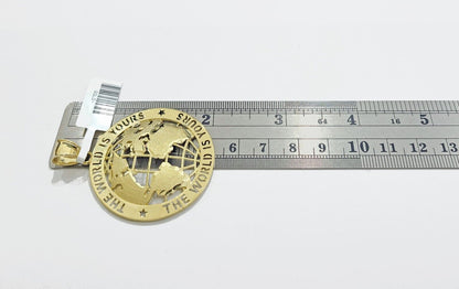 Real 10k Yellow Gold The World is yours Charm Pendant 10kt for Chain - GoldenlinQ