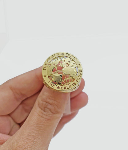 Real 10k Yellow Gold The World Is Yours Globe Ring Band size 11 10kt gold - Reva Jeweler