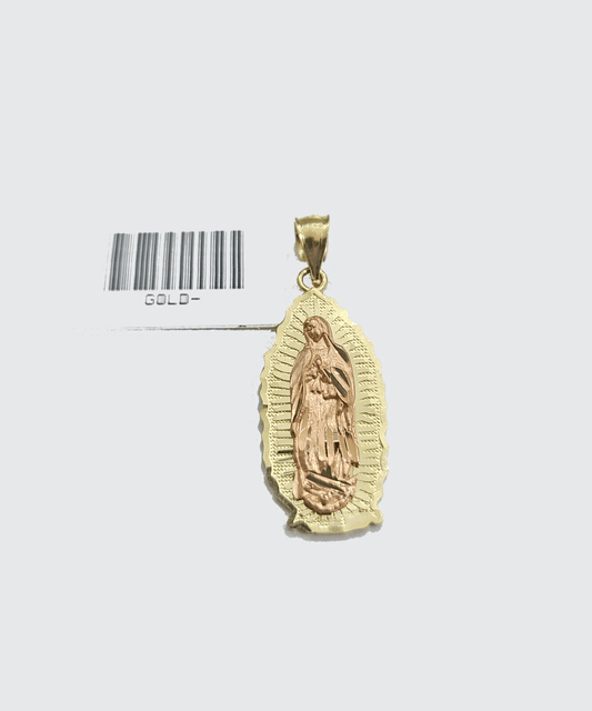 Real 10k Yellow Gold Virgin Mary Pendant 10kt Gold Charm For Necklace - GoldenlinQ