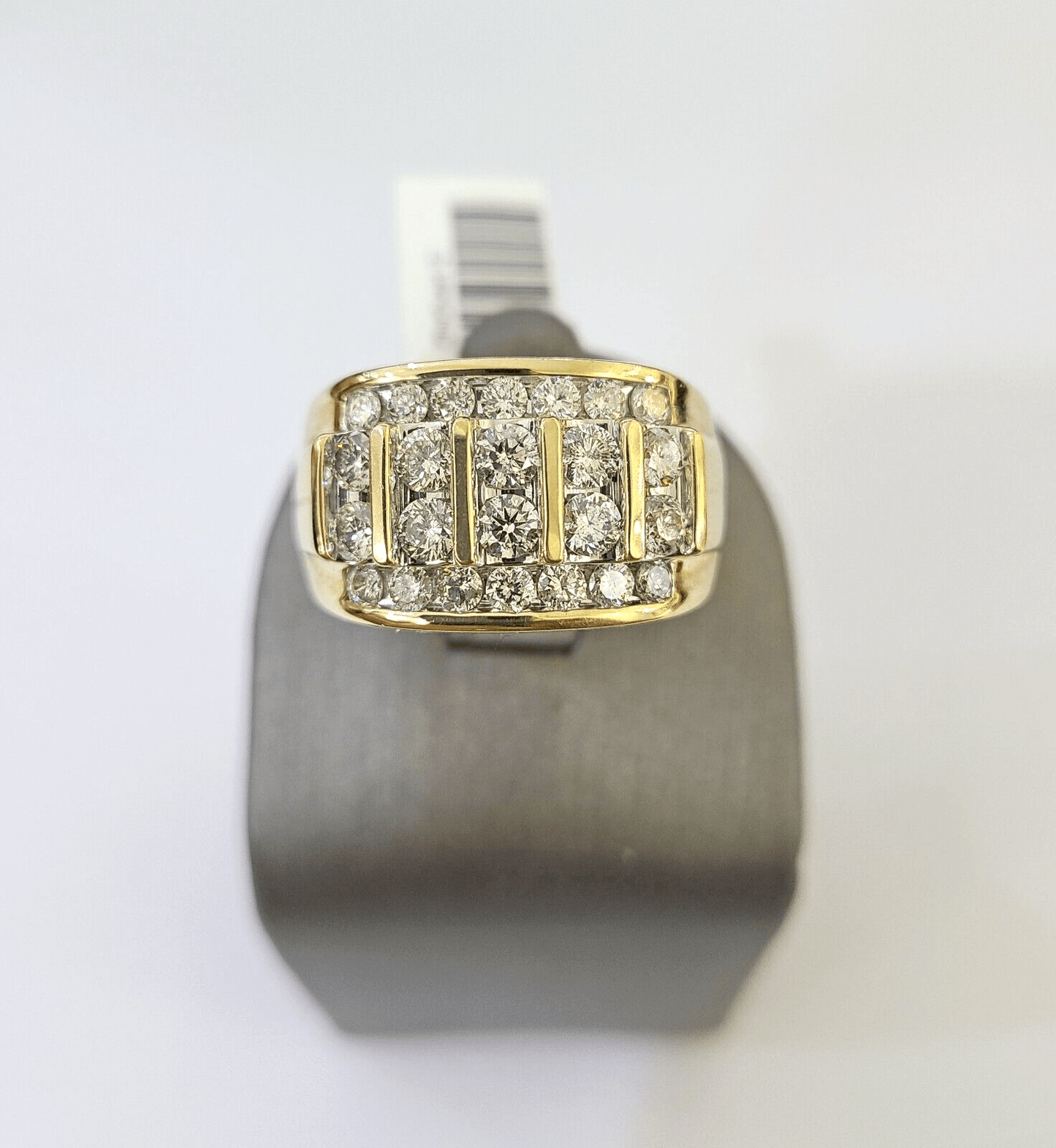 Real 10k Yellow Gold White Diamond Mens Ring Genuine Natural Creation - Reva Jeweler