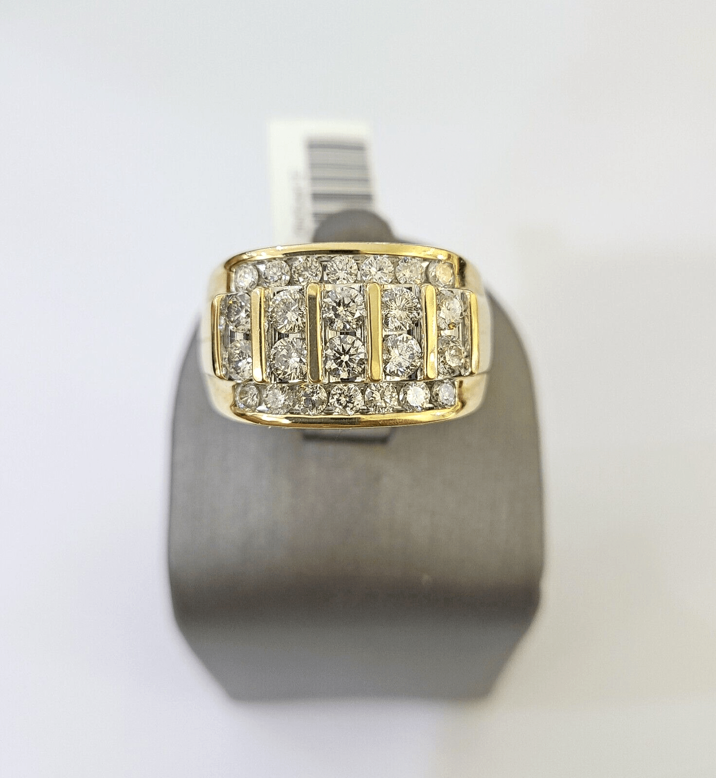 Real 10k Yellow Gold White Diamond Mens Ring Genuine Natural Creation - Reva Jeweler