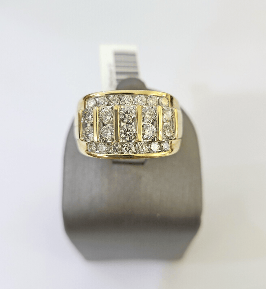 Real 10k Yellow Gold White Diamond Mens Ring Genuine Natural Creation - Reva Jeweler