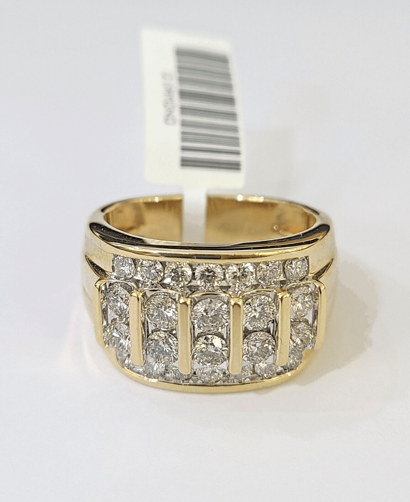 Real 10k Yellow Gold White Diamond Mens Ring Genuine Natural Creation - Reva Jeweler