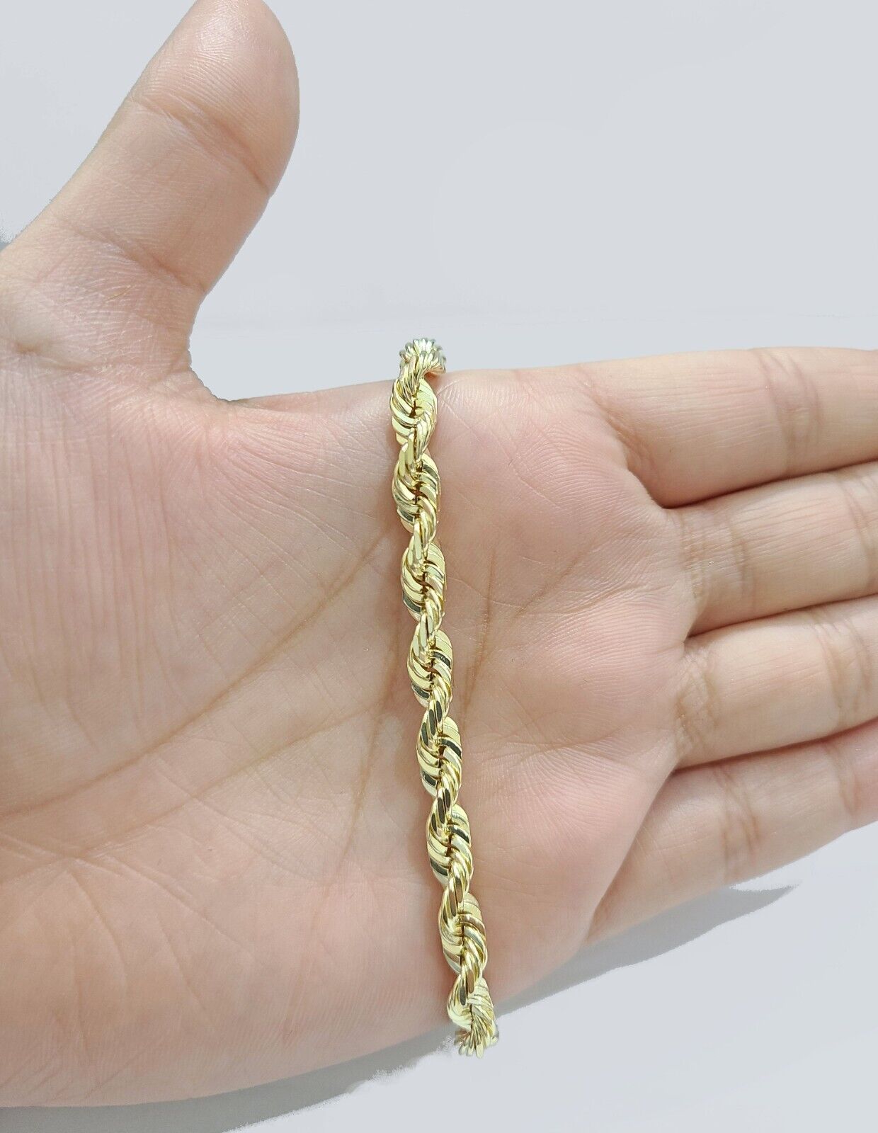 Real 10k Yellow Solid Gold 6mm Rope Bracelet 8'' inch 10kt Unisex - GoldenlinQ