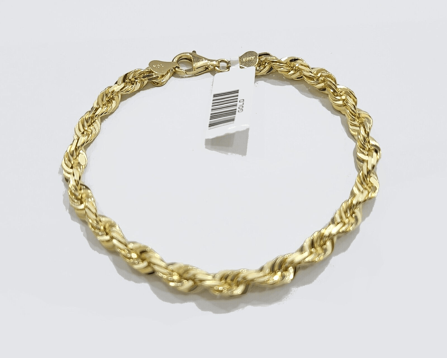Real 10k Yellow Solid Gold 6mm Rope Bracelet 8'' inch 10kt Unisex - GoldenlinQ
