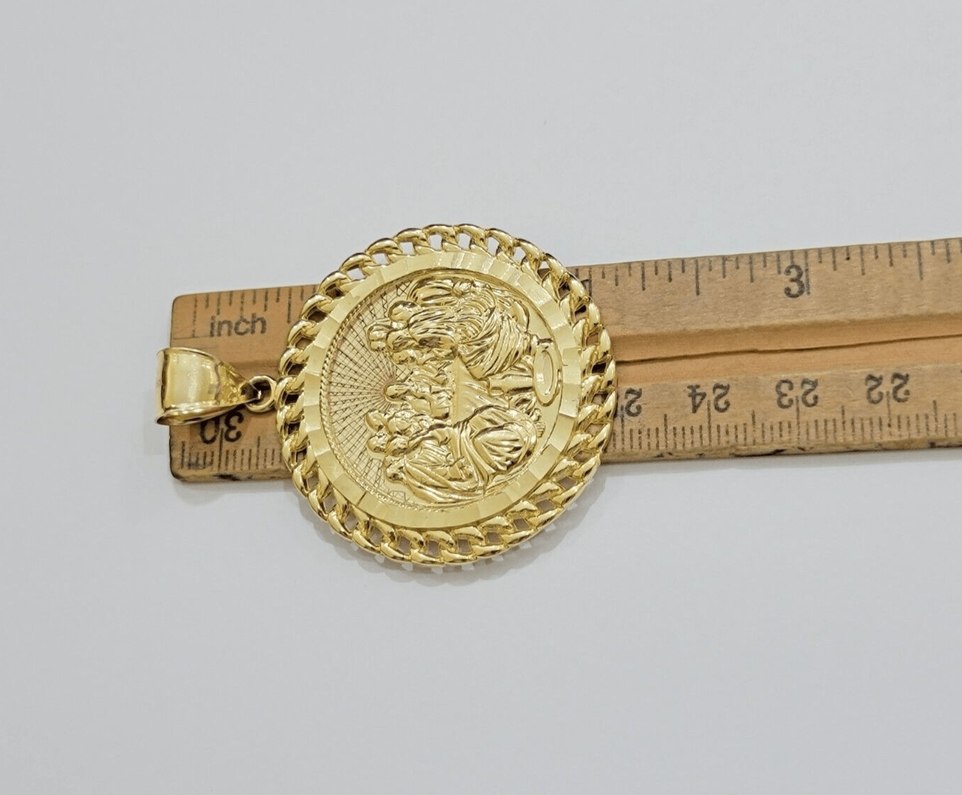 Real 10kt Last Supper Charm Pendant 10k Yellow Gold Chain Necklace 2 Inches SALE - Reva Jeweler