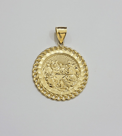 Real 10kt Last Supper Charm Pendant 10k Yellow Gold Chain Necklace 2 Inches SALE - Reva Jeweler