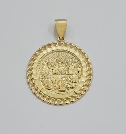 Real 10kt Last Supper Charm Pendant 10k Yellow Gold Chain Necklace 2 Inches SALE - Reva Jeweler