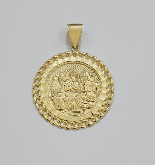 Real 10kt Last Supper Charm Pendant 10k Yellow Gold Chain Necklace 2 Inches SALE - Reva Jeweler