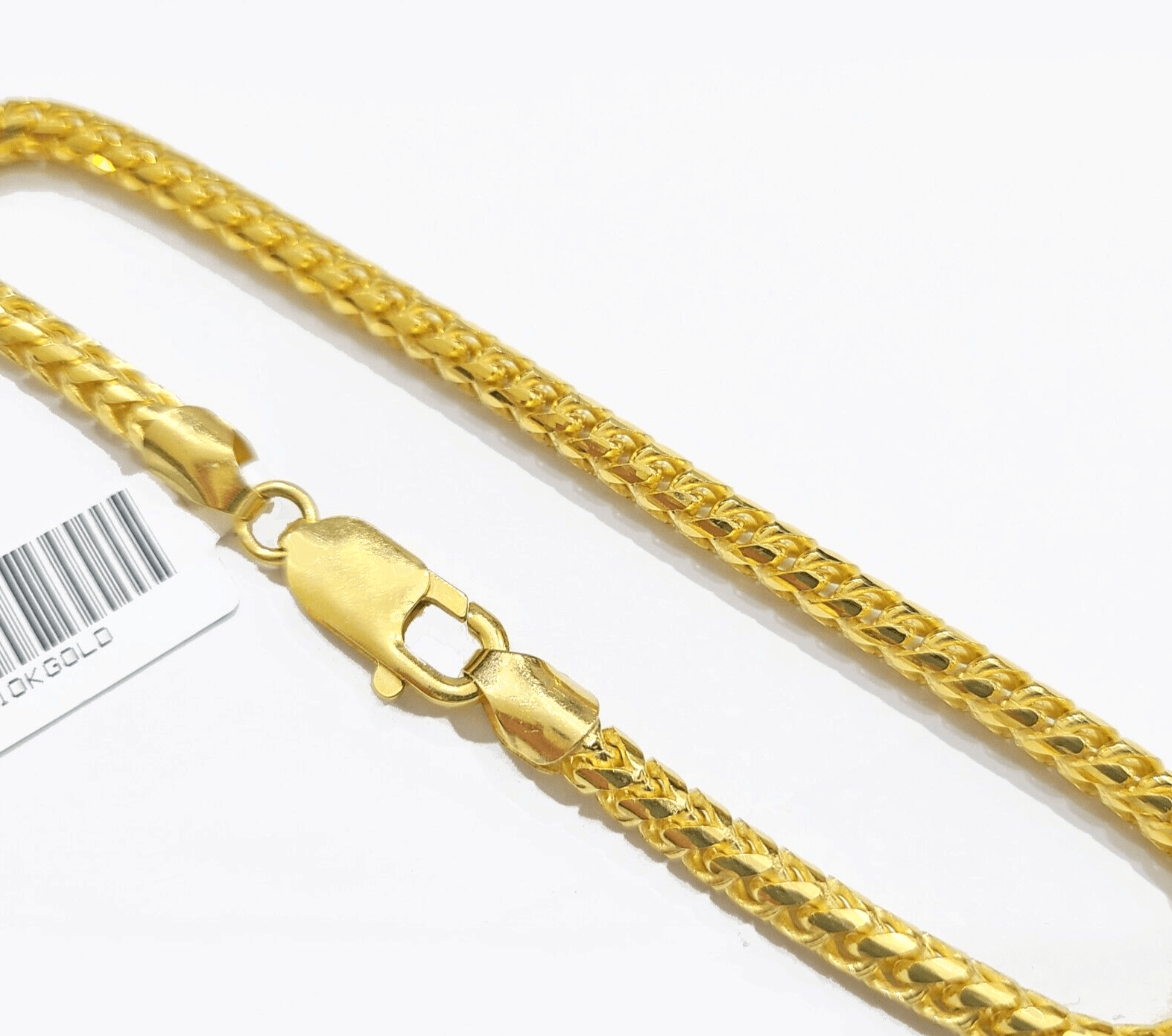 Real 10kt Solid Yellow Gold Franco Bracelet Unisex 8'' Inches 4mm - Reva Jeweler