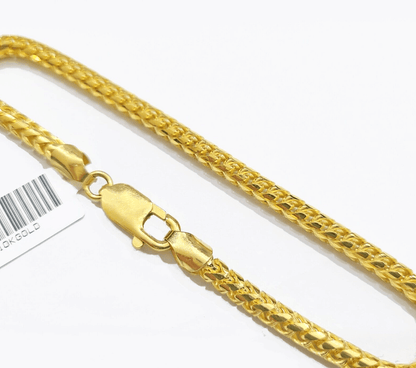 Real 10kt Solid Yellow Gold Franco Bracelet Unisex 8'' Inches 4mm - Reva Jeweler
