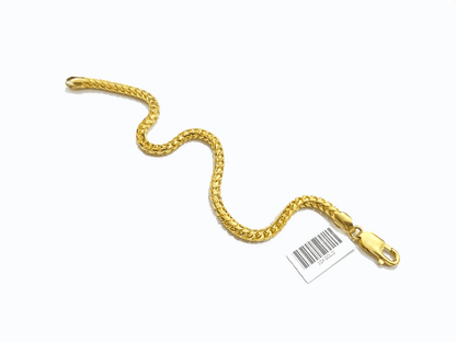 Real 10kt Solid Yellow Gold Franco Bracelet Unisex 8'' Inches 4mm - Reva Jeweler