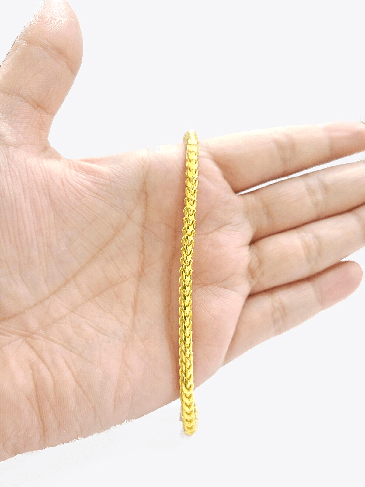 Real 10kt Solid Yellow Gold Franco Bracelet Unisex 8'' Inches 4mm - Reva Jeweler